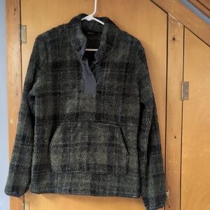Eddie Bauer Green plaid sherpa